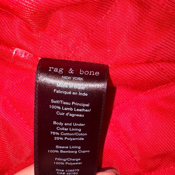 Rag & Bone Mackenzie Leather Biker Jacket Shearling Collar - Picture 9 of 13